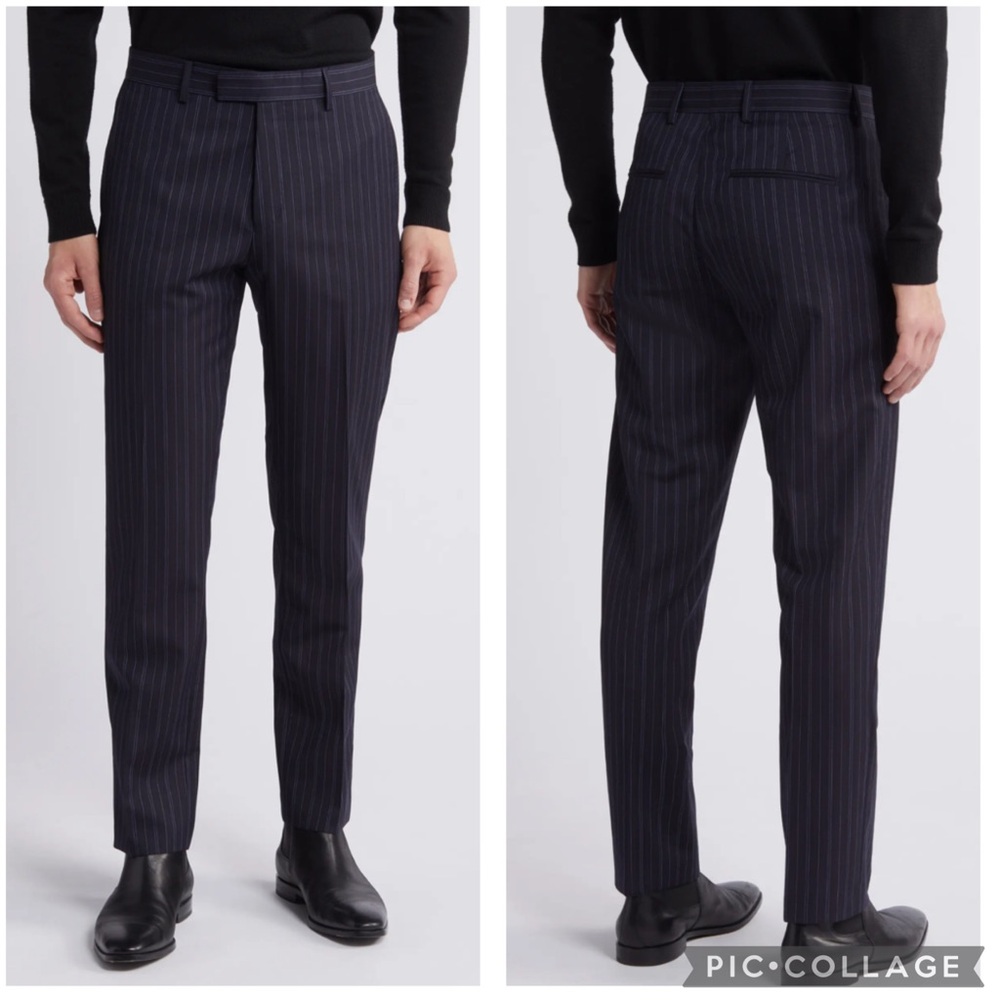 Tiger Of Sweden Tense Pinstripe Wool‎ Pants Navy Blue US 46